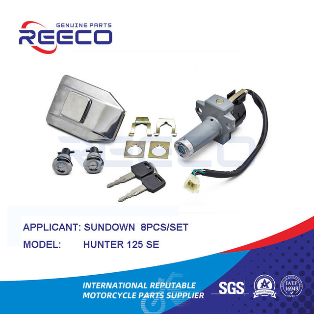 Reeco OE Quality Motorcycle Switch Kit (Igniton Switch, Fuel Tank Cap, Handle Lock...) for Sundown Hunter 125 Se 8PCS Set