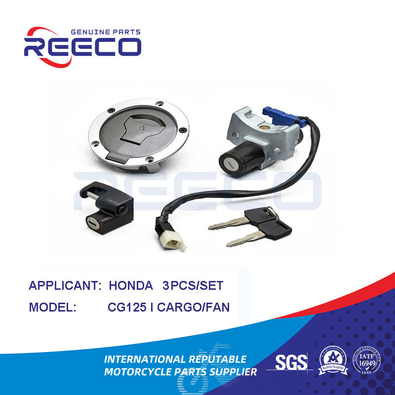 Reeco OE Quality Motorcycle Switch Kit (Igniton Switch, Fuel Tank Cap, Handle Lock...) for Honda Cg125 I Cargo Fan 2PCS Set