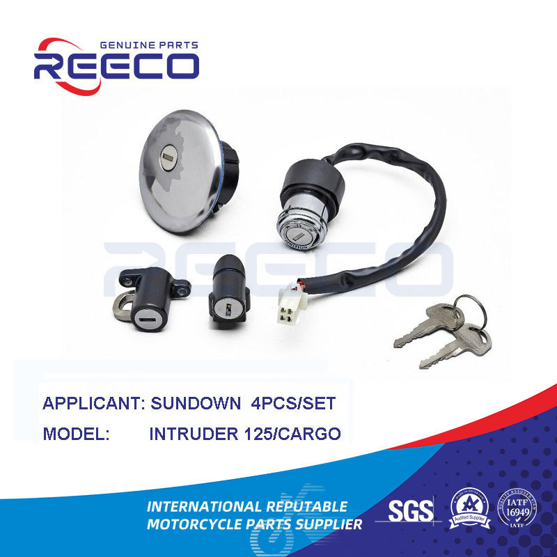 Reeco OE Quality Motorcycle Switch Kit (Igniton Switch, Fuel Tank Cap, Handle Lock...) for Suzuki Intruder 125 Cargo 4PCS Set