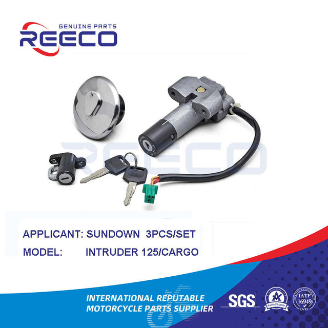 Reeco OE Quality Motorcycle Switch Kit (Igniton Switch, Fuel Tank Cap, Handle Lock...) for Suzuki Intruder 125 Cargo 3 PCS Set