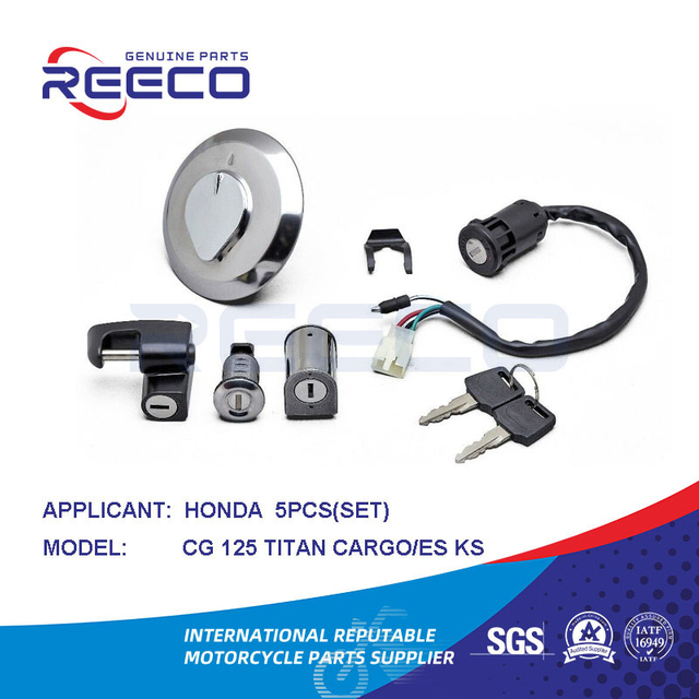 Reeco OE Quality Motorcycle Switch Kit (Igniton Switch, Fuel Tank Cap, Handle Lock...) for Honda Cg 125 Titan Cargo Es Ks 5PCS Set